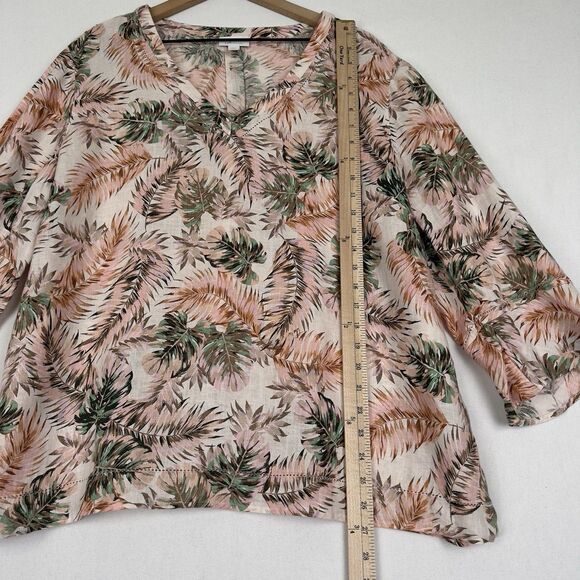 J.Jill Love Linen Top Womens XL Pink Tropical Floral Breathable Beach 100% Linen - Picture 16 of 16